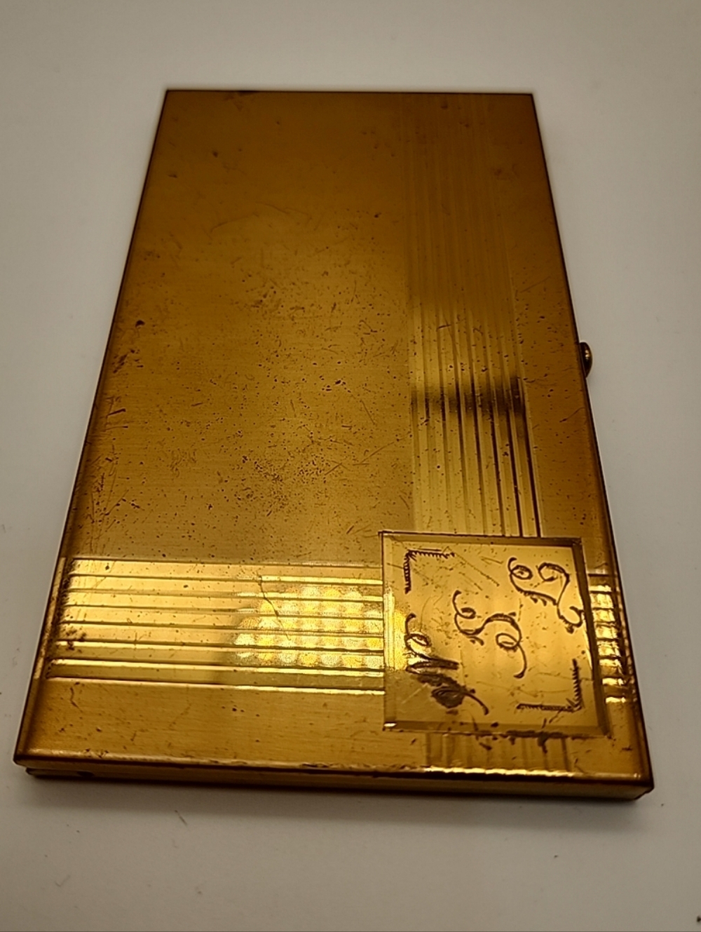 Vintage 1950's USA Wadsworth Gold Metal Cigarette Case 3”x 5” WOW Engraved VSL